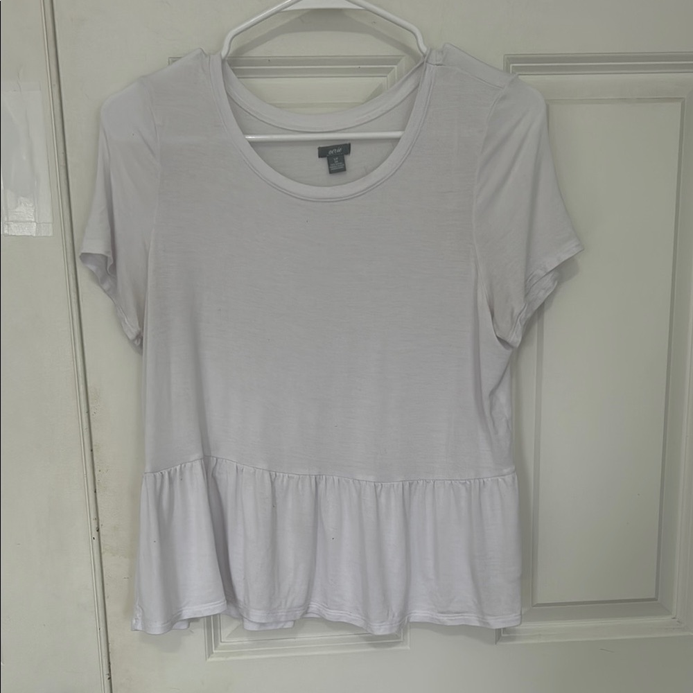 Aerie White Peplum Short Sleeve Tee Size small
